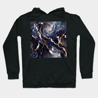 Blue gold marble pattern Hoodie